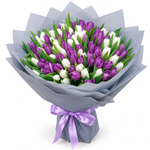 Load image into Gallery viewer, 101 Purple & White Tulips – Royal Grace
