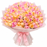 Load image into Gallery viewer, 200 Peach & Pink Roses – Golden Grace
