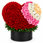 Load image into Gallery viewer, Red, Pink, White & Peach Split Heart (Black Box)