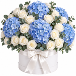 Load image into Gallery viewer, 15 Hydrangeas & Roses – Serenity Sky Box