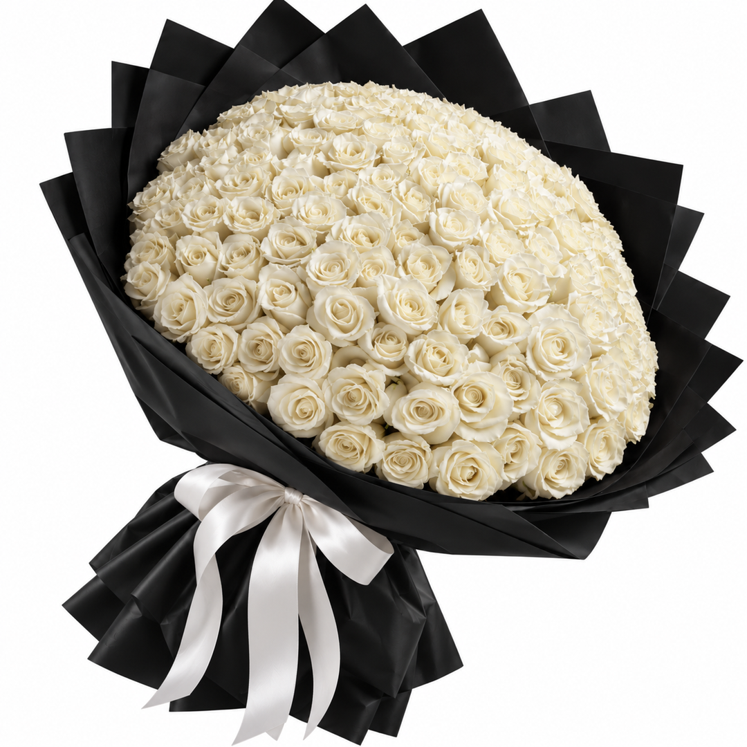 100 White Roses – Pure Majesty