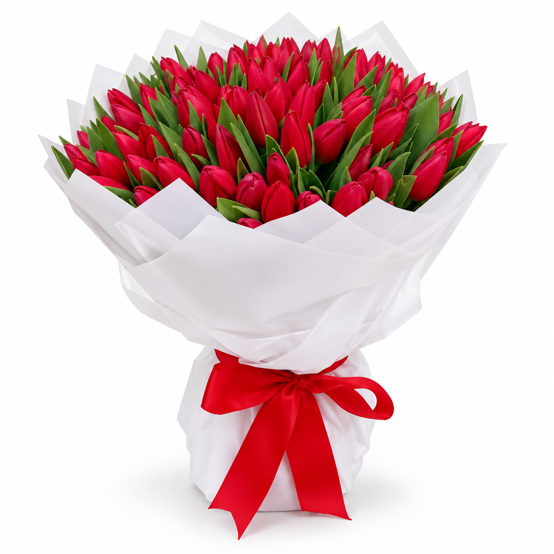 101 Red Tulips – Passionate Bloom