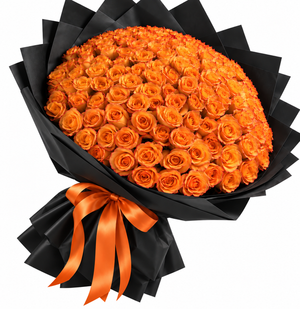 120 Orange Roses – Sunset Grandeur