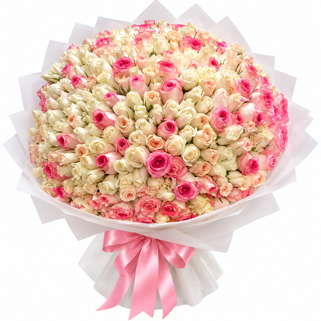 151 Pink & White Roses – Luxe Harmony