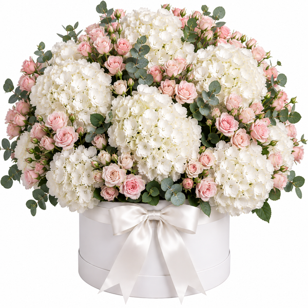 15 Hydrangeas & Spray Roses – Blush Garden Box