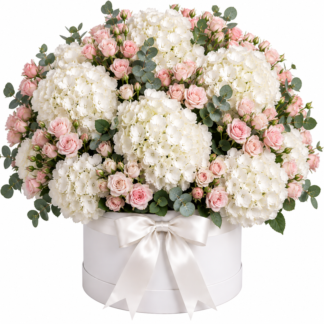 15 Hydrangeas & Spray Roses – Blush Garden Box