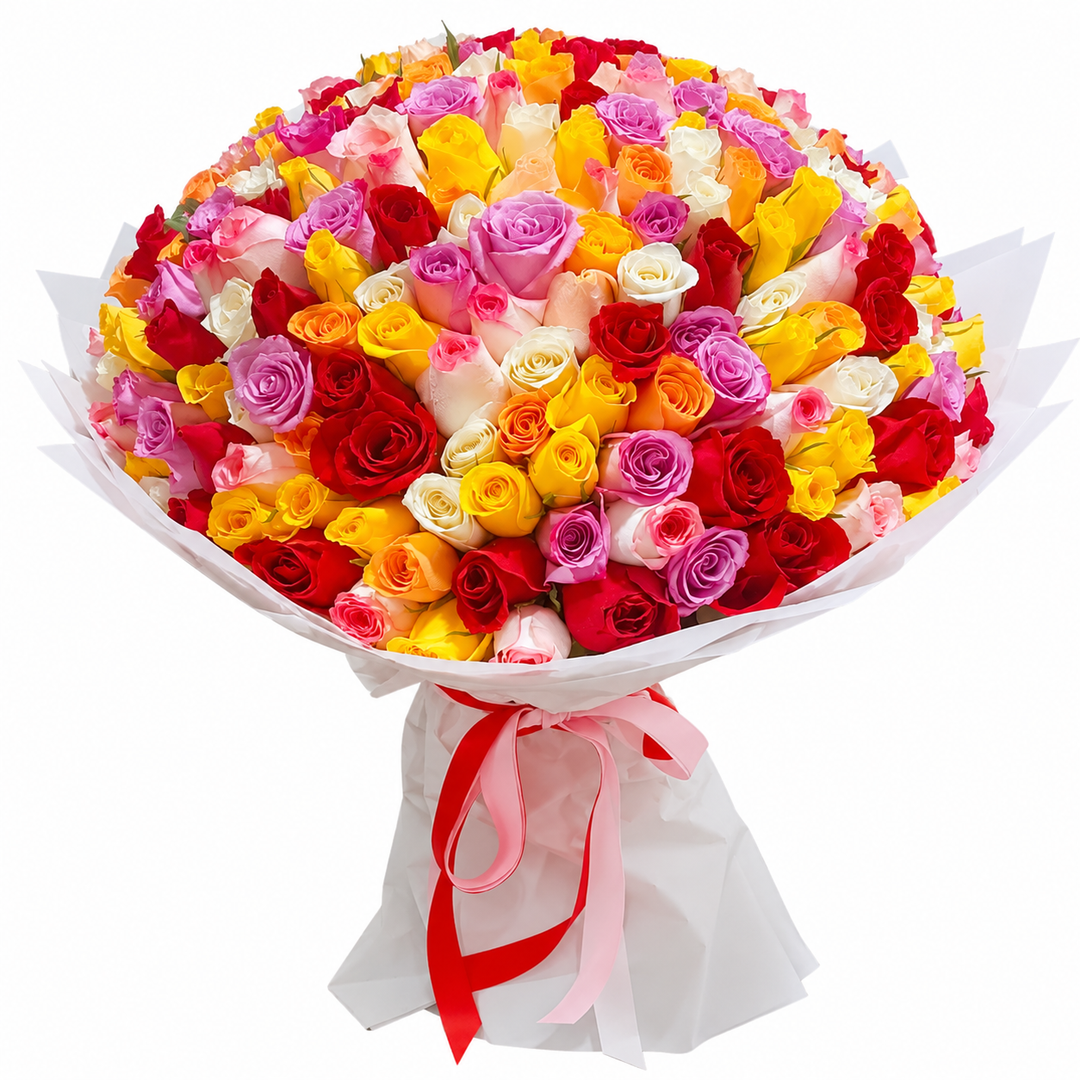201 Rainbow Roses – Grand Celebration