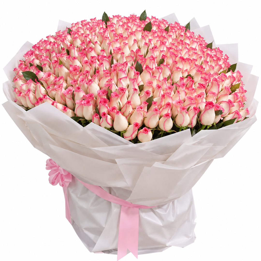 250 Pink & White Roses – Grand Devotion