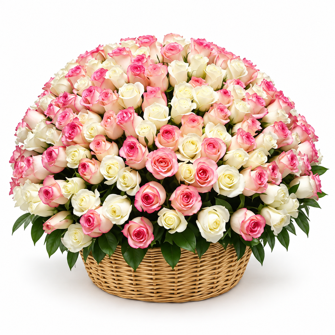 300 Pink & White Roses – Garden Grandeur