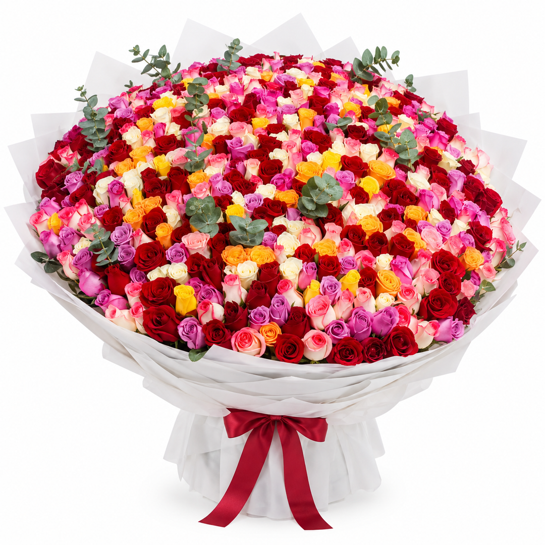 500 Rainbow Roses – Garden of Wonders