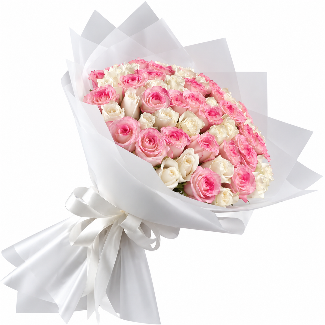 51 Rose & Pearl Roses – Elegant Devotion