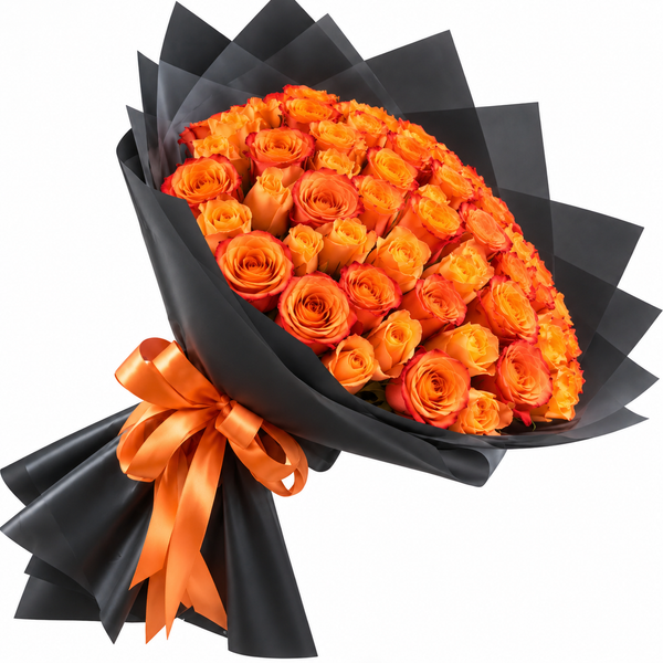 60 Orange Roses – Sunset Radiance