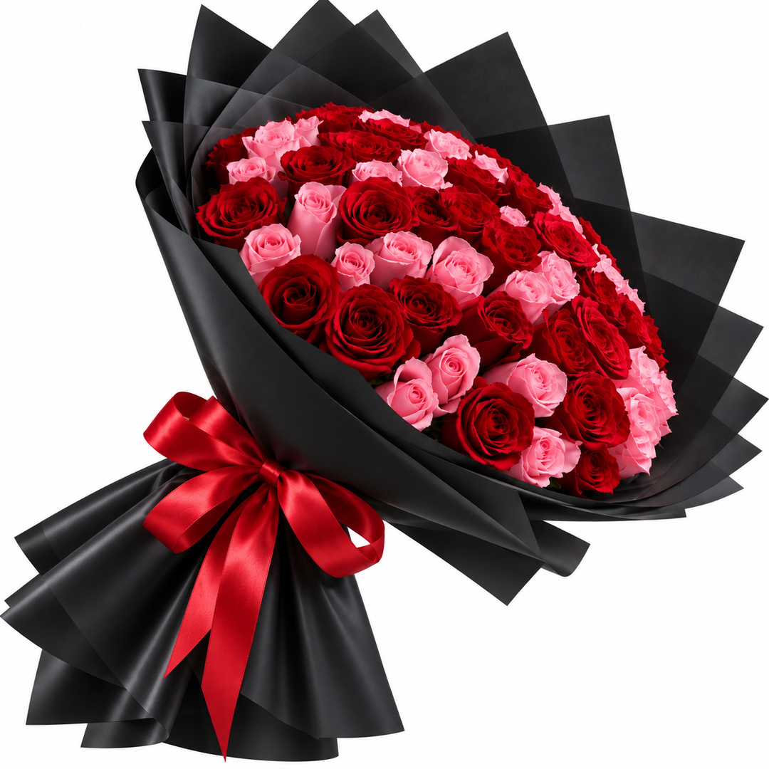 75 Red & Pink Roses – Passionate Grace