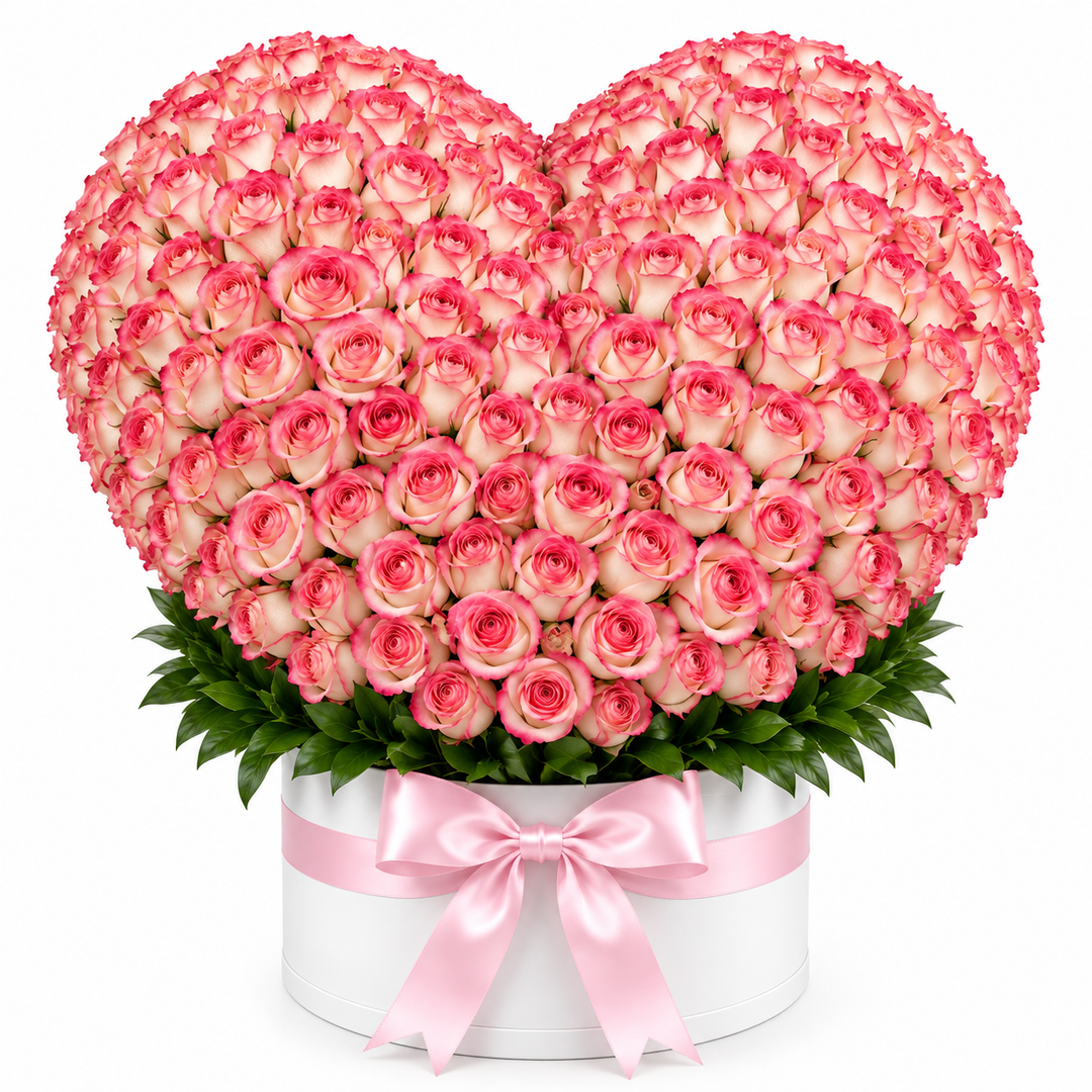 Pink & Cream Heart (White Box)