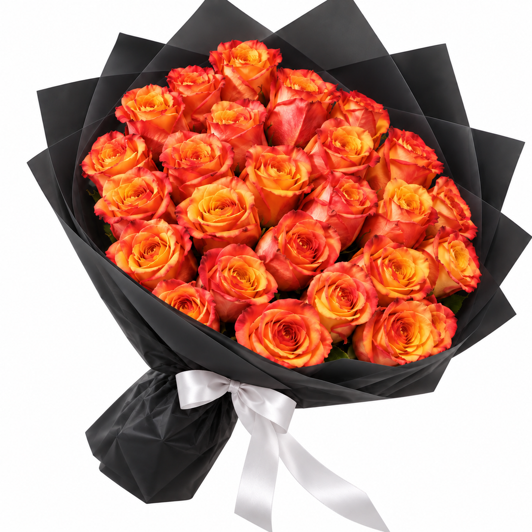 25 Orange Roses – Fiery Radiance