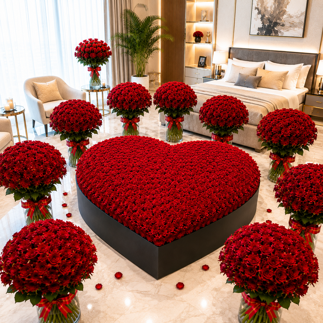 Luxury Heart-Shaped Red Rose Room Decoration