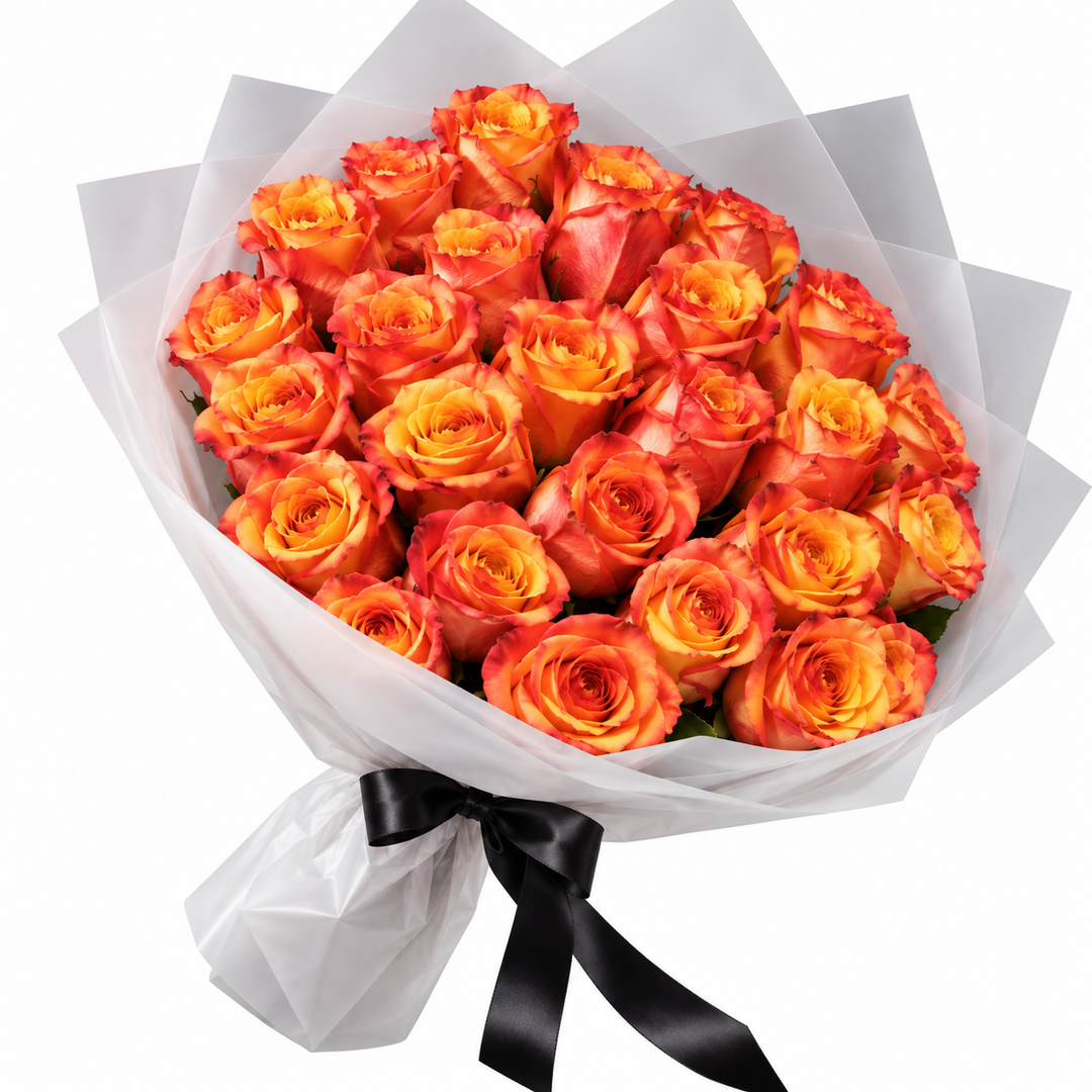 25 Orange Roses – Sunset Ember