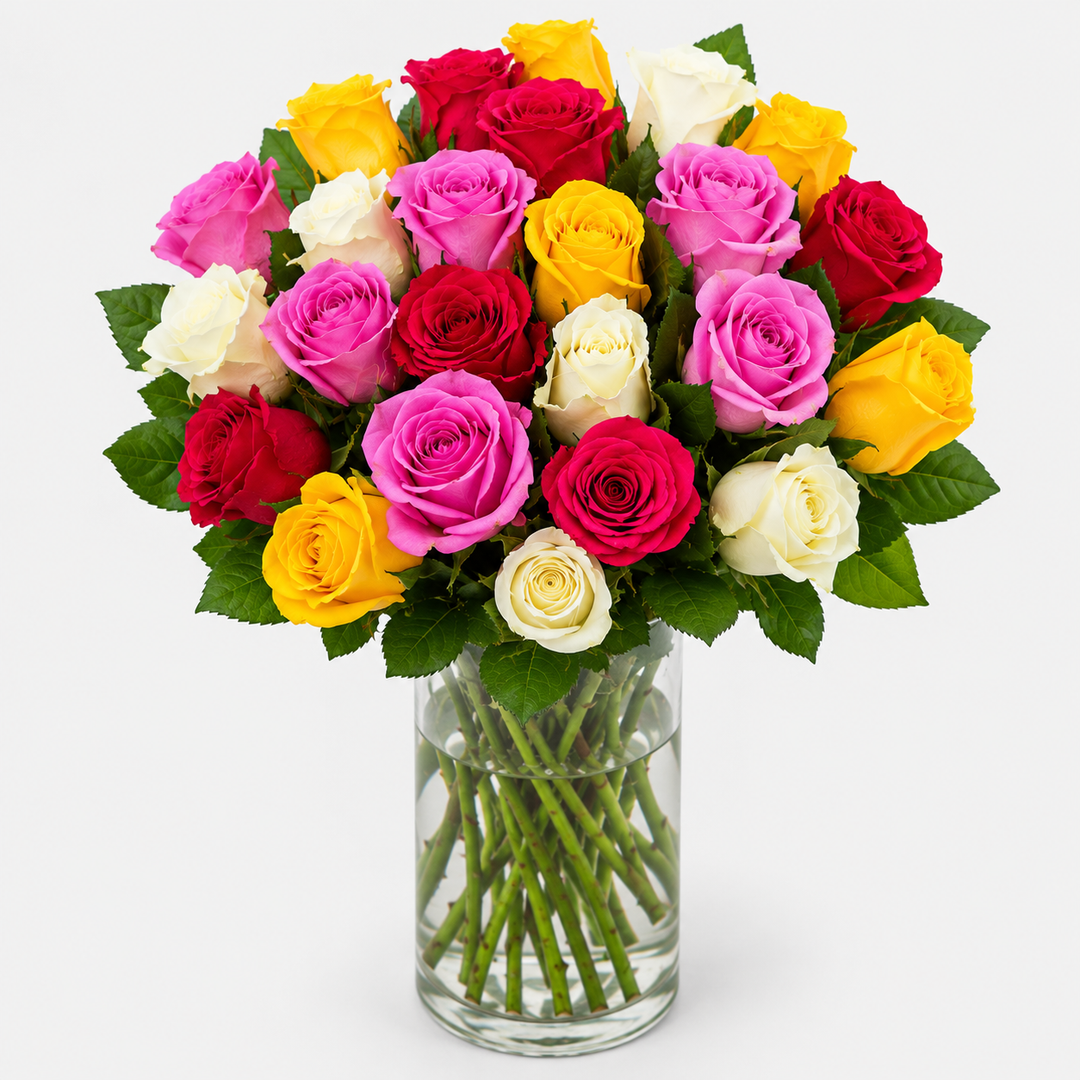 Mixed Rose Vase